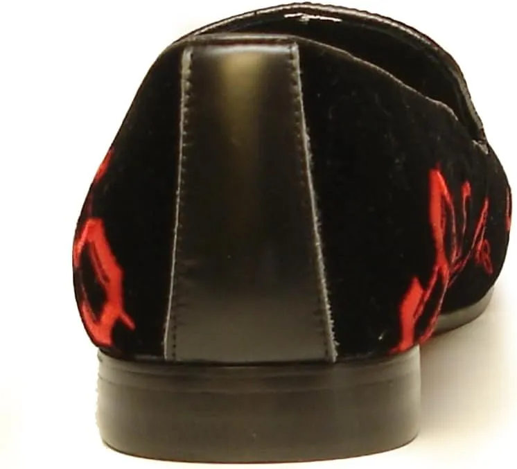 FI-7062 Red Embroidered Dollar Sign Over Black Velvet