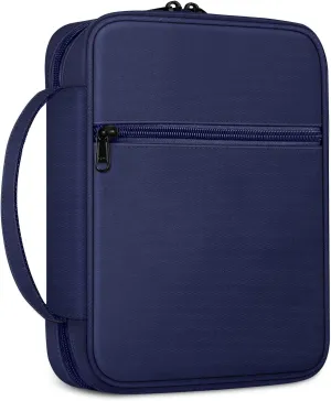 FINPAC Bible Cover, Carrying Book Case Church Bag Bible Protective with Handle and Zippered Pocket, Gift for Mother Lady Women Men, Navy