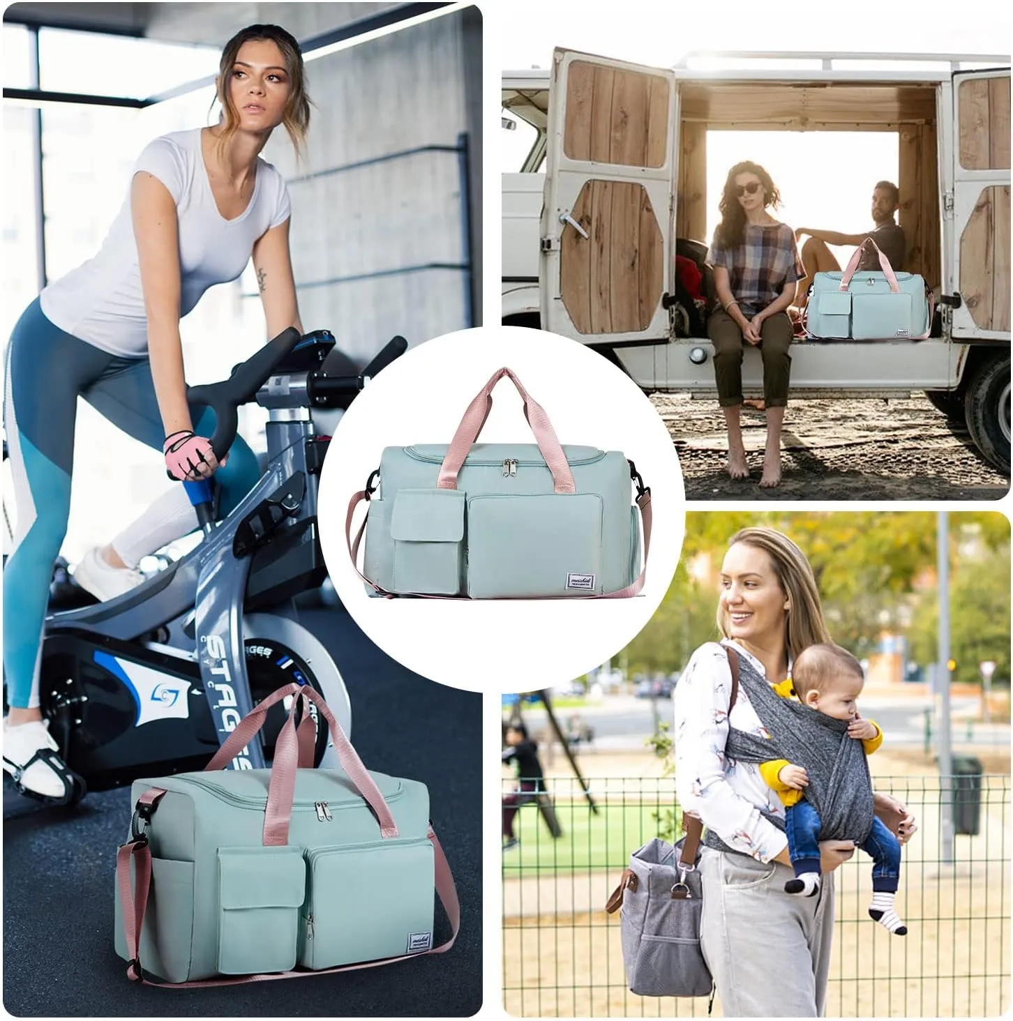 FIORETTO Women's Gym Duffle Bag with Shoes Compartment, 37L Capacity, Ideal for Travel, Gym, Sports, Duffel, Weekender