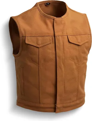 First Mfg Co - Lowside - Mens Motorcycle Biker Riding Canvas, Leather, Twill, Perforated Leather Vest