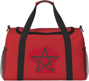 Flag of Morocco print Large Canvas Travel Duffel Bag Weekender Bags for Women Overnight Bag Carry On Tote Bag