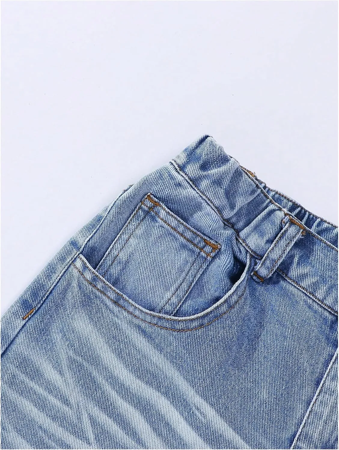Floerns Girl's Elastic High Waist Ripped Baggy Jeans Wide Leg Distressed Denim Pants