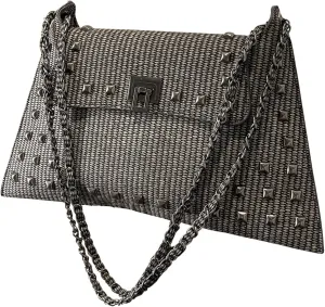 Floerns Women's Rivet Studded Detail Hobo Handle Handbag Twist Lock Flap Shoulder Bag