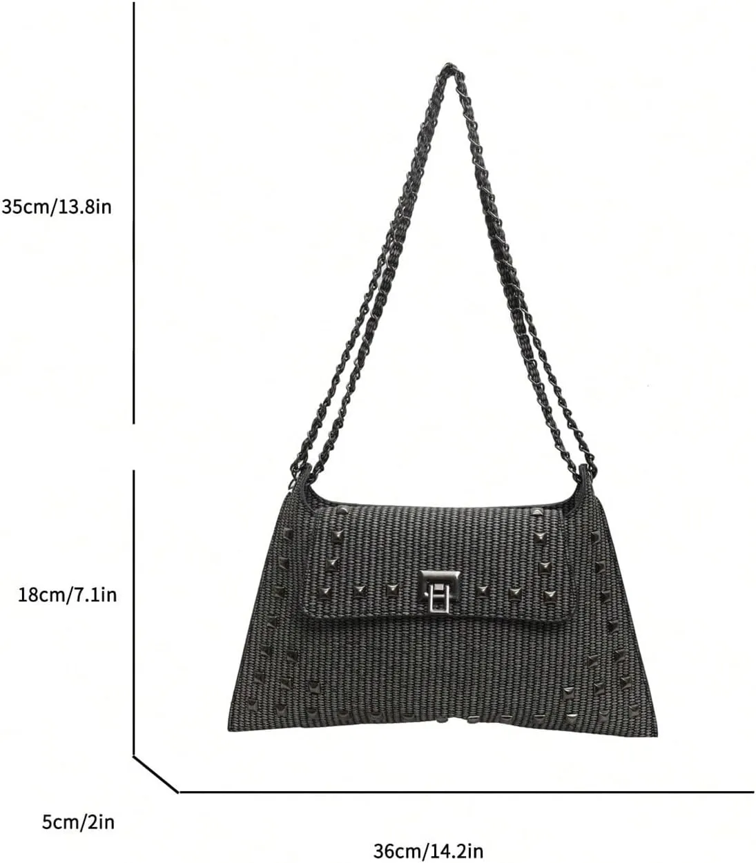 Floerns Women's Rivet Studded Detail Hobo Handle Handbag Twist Lock Flap Shoulder Bag