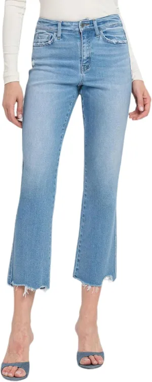 Flying Monkey High Rise Crop Regular Straight Jeans Light Blue