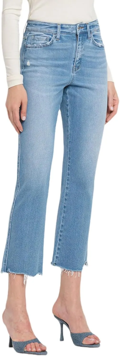 Flying Monkey High Rise Crop Regular Straight Jeans Light Blue