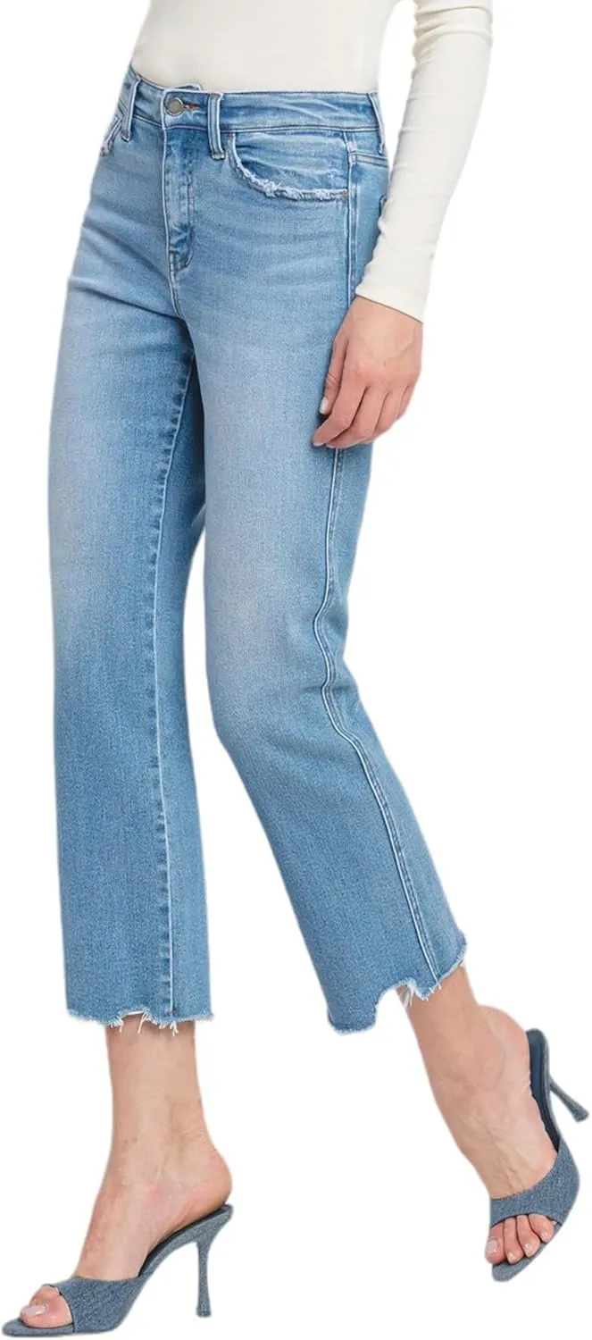 Flying Monkey High Rise Crop Regular Straight Jeans Light Blue