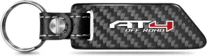 for GMC AT4 Black Real Carbon Fiber Blade Style with Black Leather Strap Key Chain Keychain, Official Licensed
