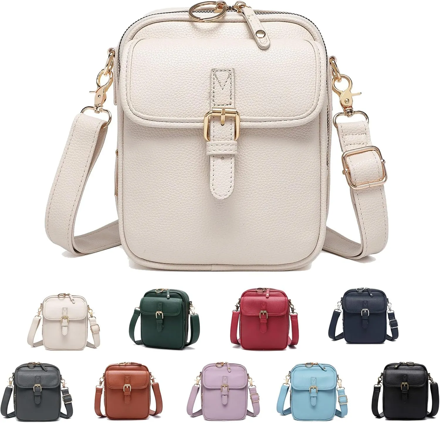 Forcipower Crossbody Leather Bag, Mini Messenger Shoulder Handbag, Zealburst Small Cell Phone Purse Wallet for Women
