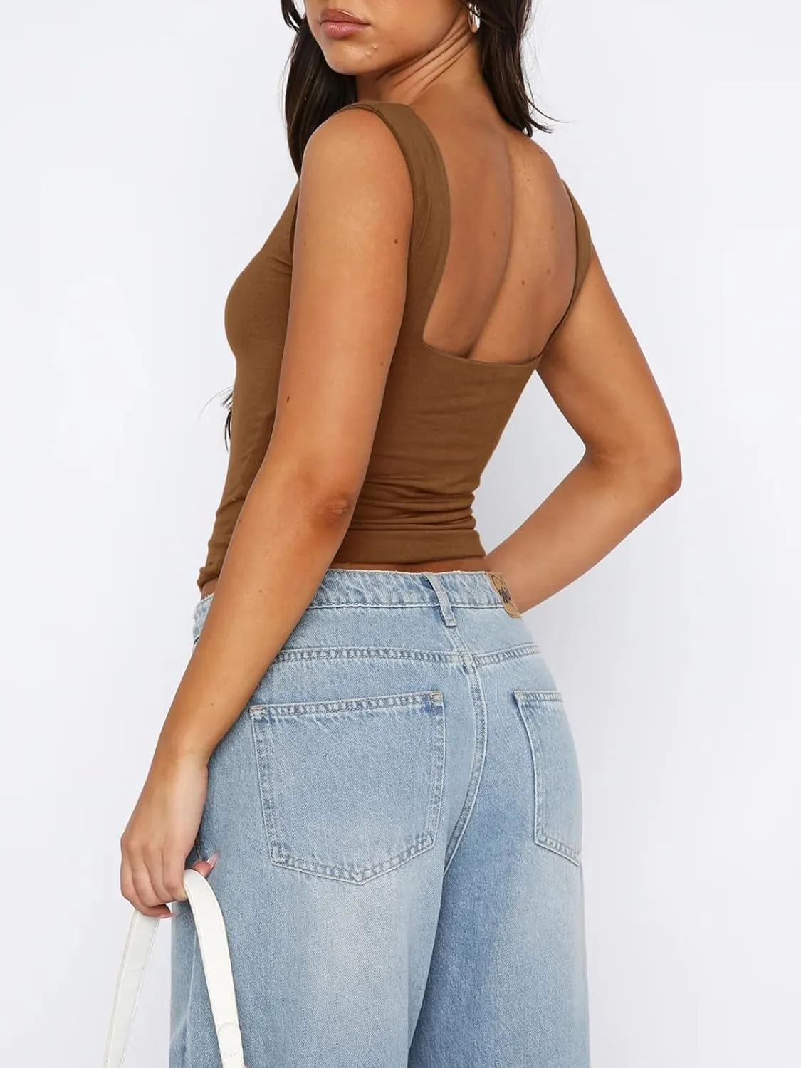 ForeFair Women Sleeveless Sexy Backless Going Out Crop Top Y2K Strappy Ruched Tank Top Summer Tight Slim Fit Cute Tops