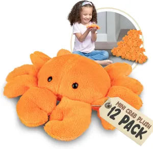 Forest & Twelfth Mini Sea Creature Plush Toys, 12 Pack Mini Plushies Bulk, Stocking Stuffer for Girls & Boys, Crab Stuffed Animals for Party Favors, Goody Bags, Classroom Treasure Box Prizes (Crab)