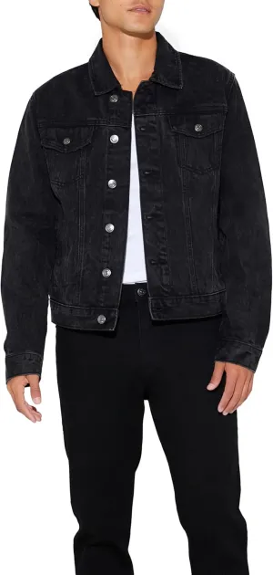 Forever 21 Men's Distressed Denim Trucker Jacket