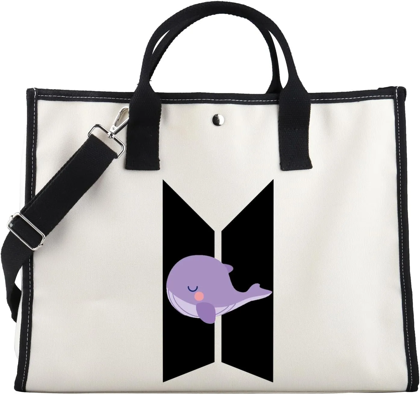 FOTAP K-pop Characters Tote Bag Army Boys Gift Purple Whale Tote K-pop Inspired Shoulder Bag Army Members Fans Merch