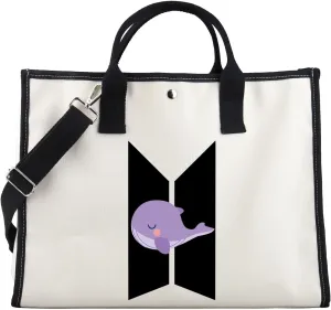 FOTAP K-pop Characters Tote Bag Army Boys Gift Purple Whale Tote K-pop Inspired Shoulder Bag Army Members Fans Merch
