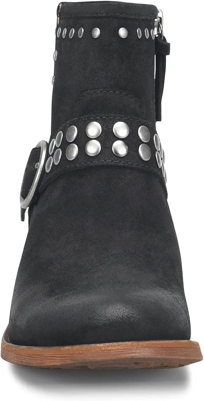 FOWT Women V Cut Cowgirl Ankle Boots Metal Rivet Studded Short Booties Slide Zipper Low Block Striped Heel Boots Metal Buckle Casual Fashion Work Shoes Size 4-16 US