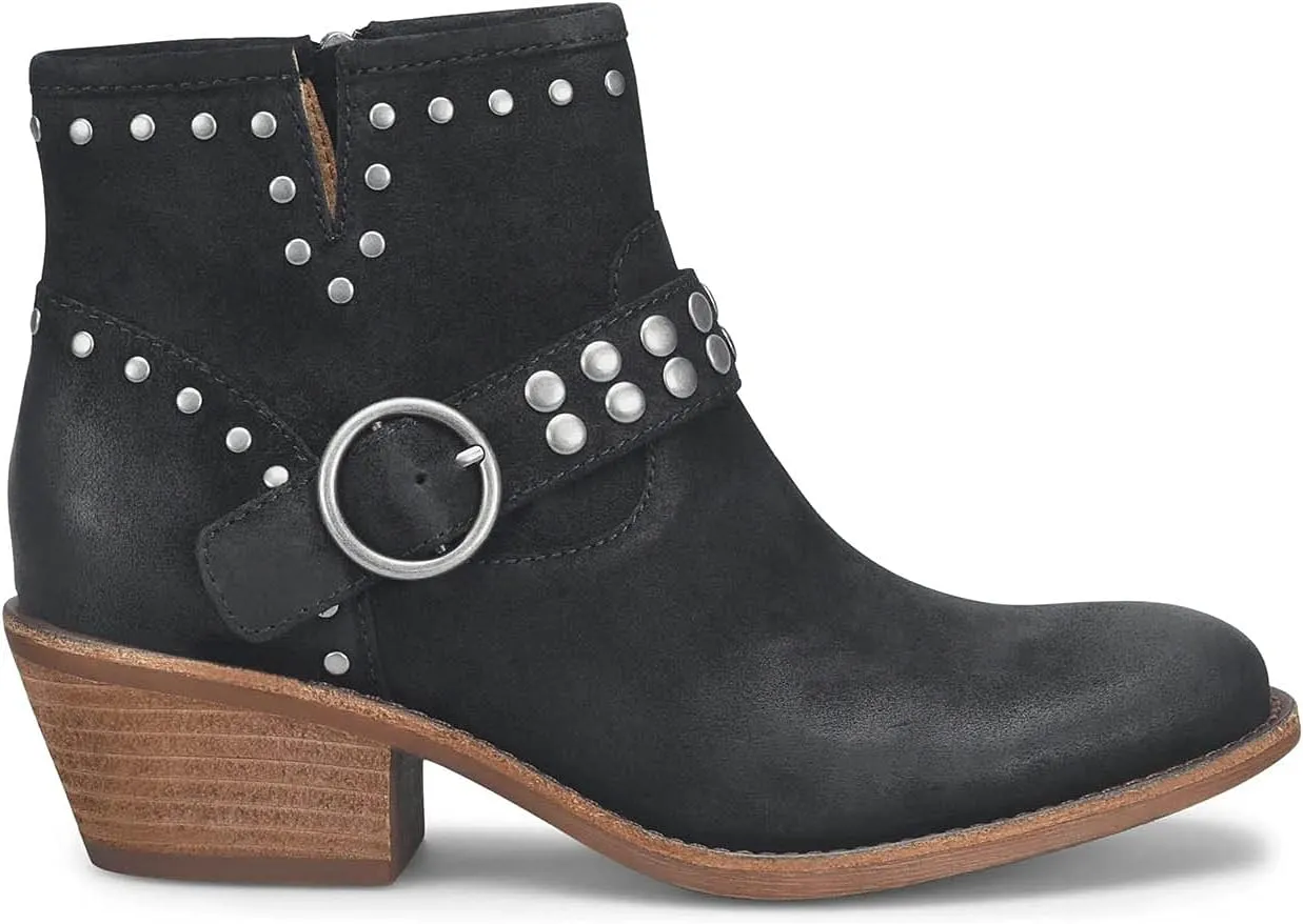 FOWT Women V Cut Cowgirl Ankle Boots Metal Rivet Studded Short Booties Slide Zipper Low Block Striped Heel Boots Metal Buckle Casual Fashion Work Shoes Size 4-16 US