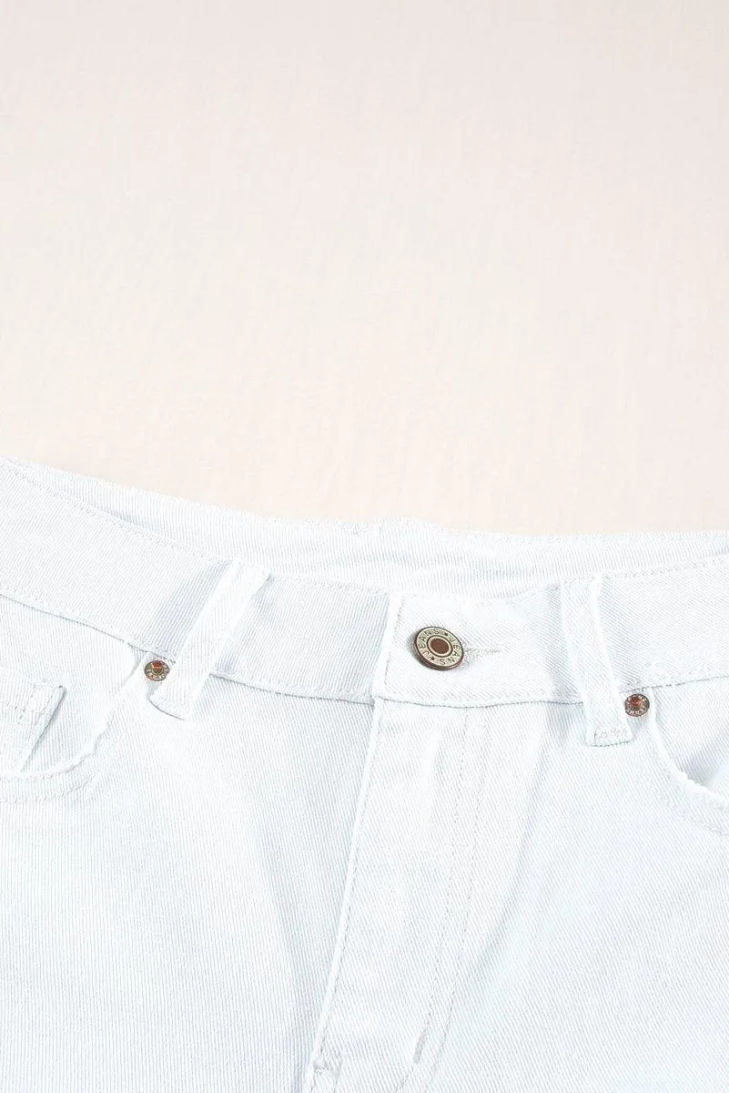 Frayed Distressed Denim Shorts