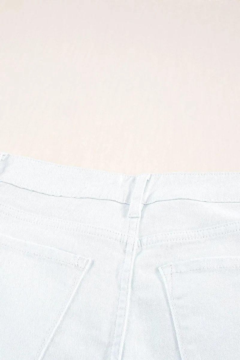 Frayed Distressed Denim Shorts