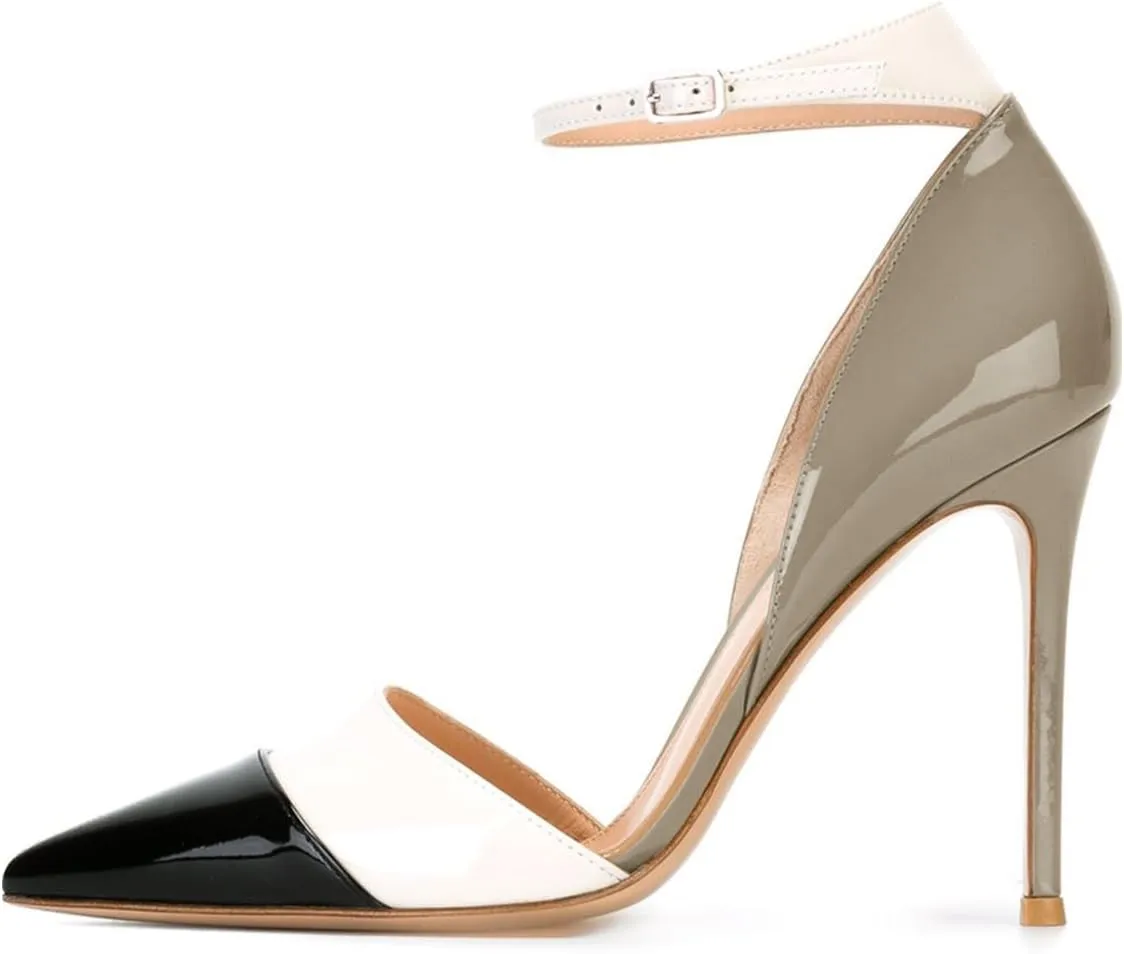 FSJ Women Ankle Strap High Heels D'Orsay Pumps Pointed Toe Stiletto Fashion Dress Shoe Size 4-15 US