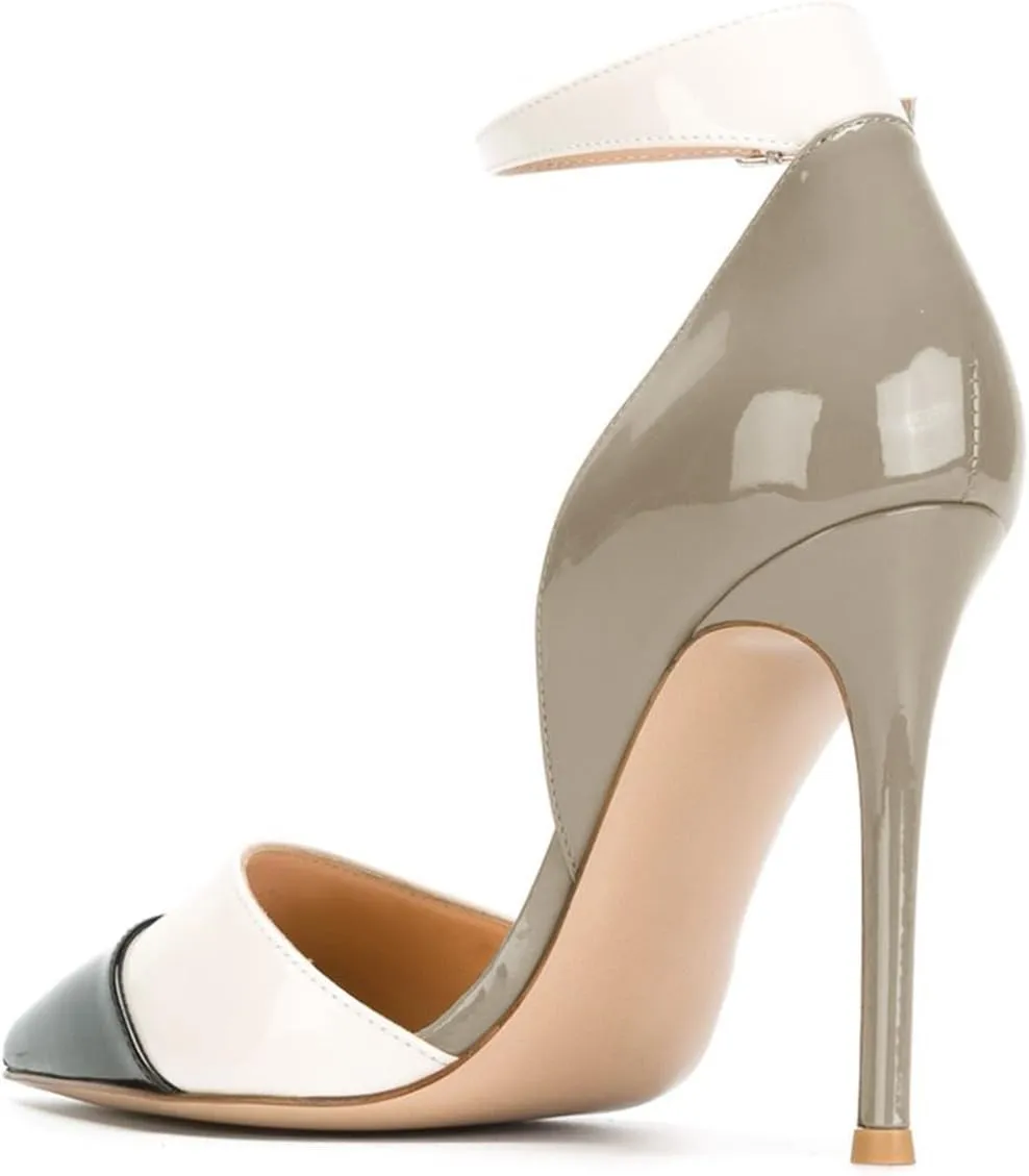 FSJ Women Ankle Strap High Heels D'Orsay Pumps Pointed Toe Stiletto Fashion Dress Shoe Size 4-15 US