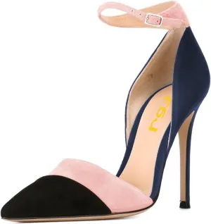 FSJ Women Ankle Strap High Heels D'Orsay Pumps Pointed Toe Stiletto Fashion Dress Shoe Size 4-15 US