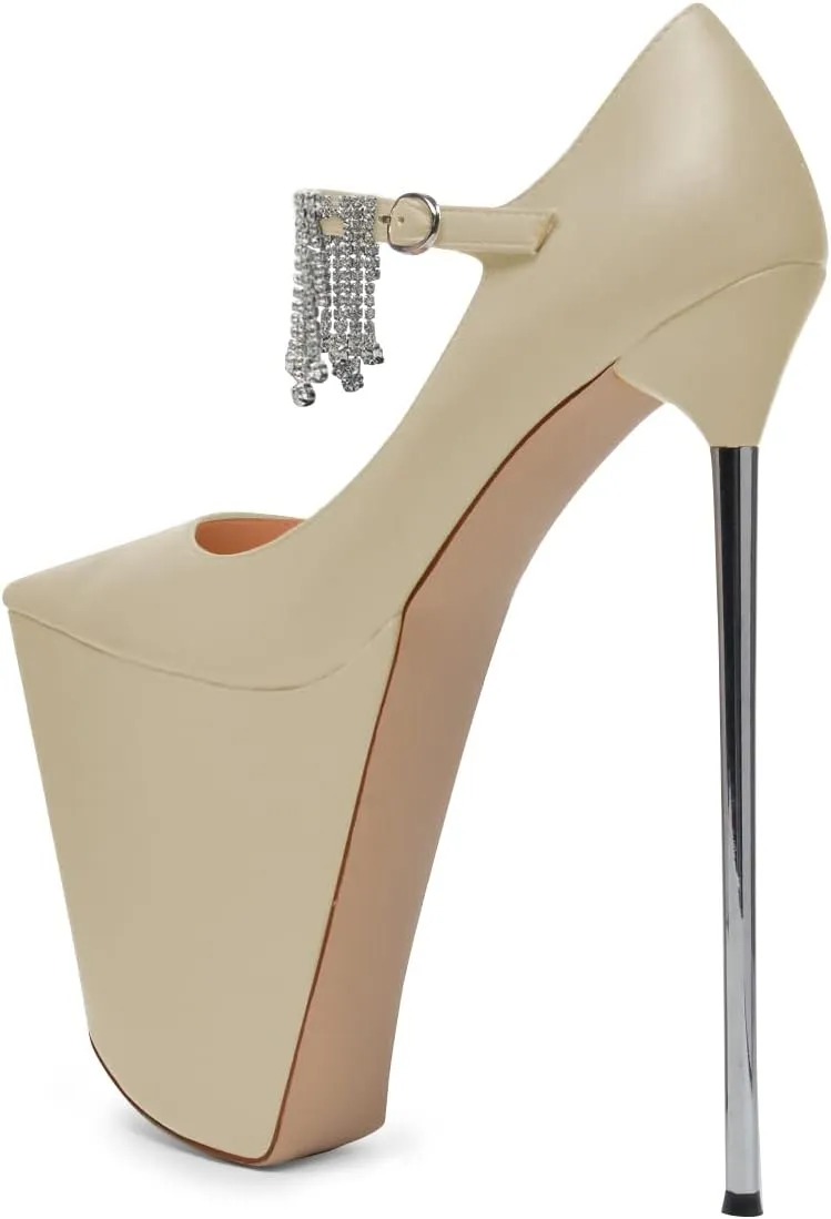 FSJ Women Closed Toe Platform Extreme Stiletto High Heel Ankle Strap Buckle Fashion Pumps Size 4-15 US