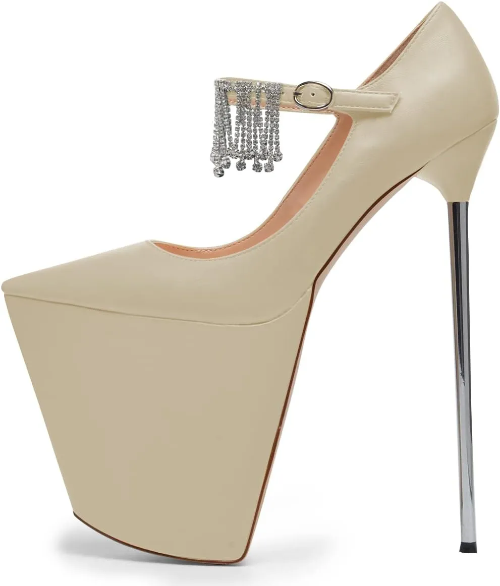 FSJ Women Closed Toe Platform Extreme Stiletto High Heel Ankle Strap Buckle Fashion Pumps Size 4-15 US