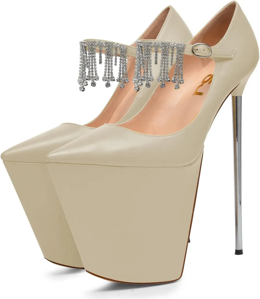 FSJ Women Closed Toe Platform Extreme Stiletto High Heel Ankle Strap Buckle Fashion Pumps Size 4-15 US