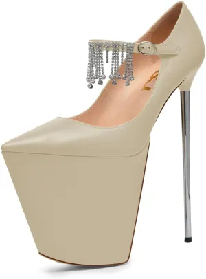 FSJ Women Closed Toe Platform Extreme Stiletto High Heel Ankle Strap Buckle Fashion Pumps Size 4-15 US