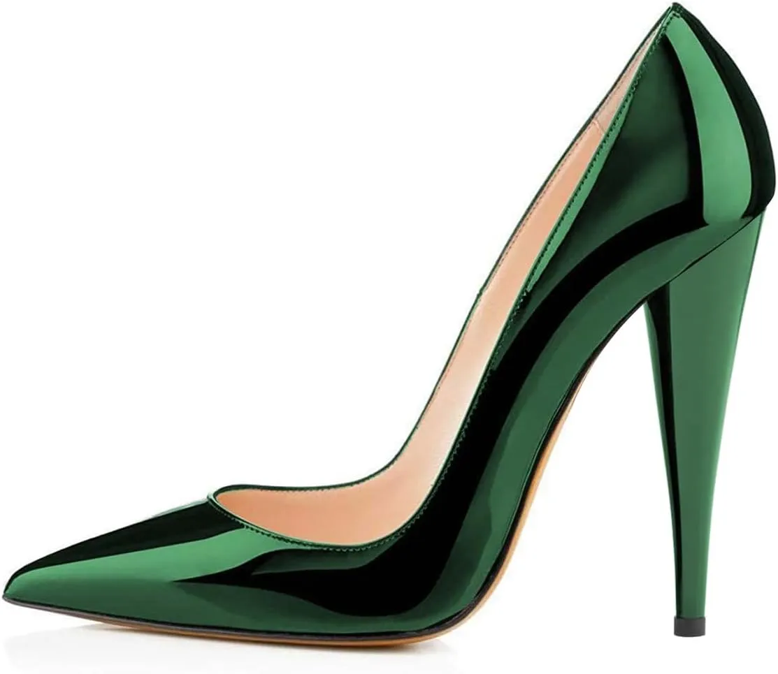 FSJ Women Pumps Closed Pointed Toe Cone High Heel Slip On Classic Office Special Ladies Wedding Shoes Size 4-16 US