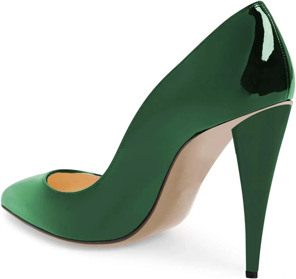 FSJ Women Pumps Closed Pointed Toe Cone High Heel Slip On Classic Office Special Ladies Wedding Shoes Size 4-16 US