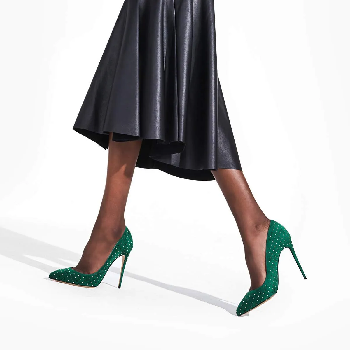 FSJ Women Studded Pointed Toe Pumps Sexy Stiletto High Heel Shoes for Party Prom Dressy Size 4-15 US