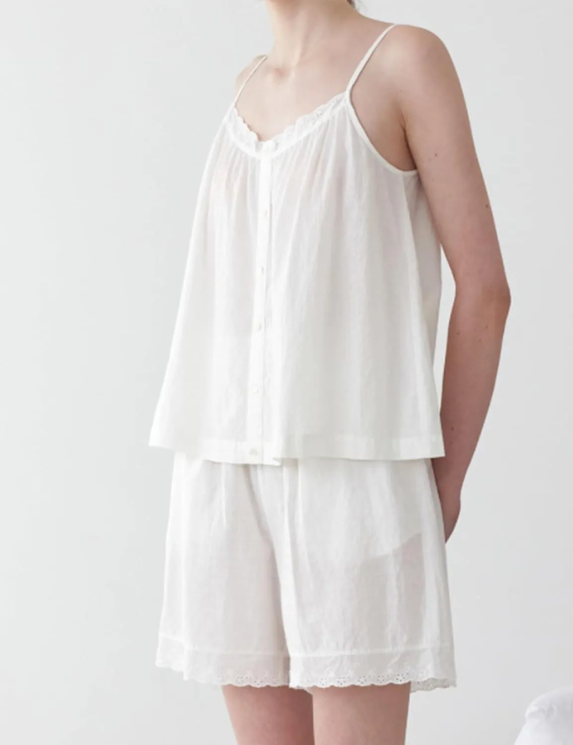 Fuiyangr Women's Spring And Summer 100% Cotton Pajama Suspender Shorts Set Retro Home