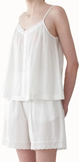 Fuiyangr Women's Spring And Summer 100% Cotton Pajama Suspender Shorts Set Retro Home