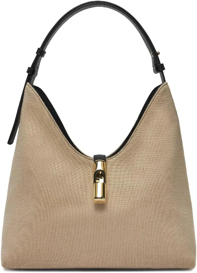 Furla Shoulder Bag Drop Natural-Black(WB01633-BX3542-NN000-1-007), Natural-Black, M