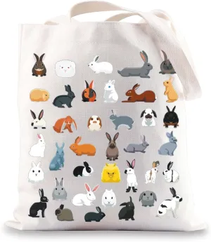 G2TUP Type Of Rabbits Reusable Bag Bunnies Tote Bag Rabbit Lover Bunny Mom Easter Gift