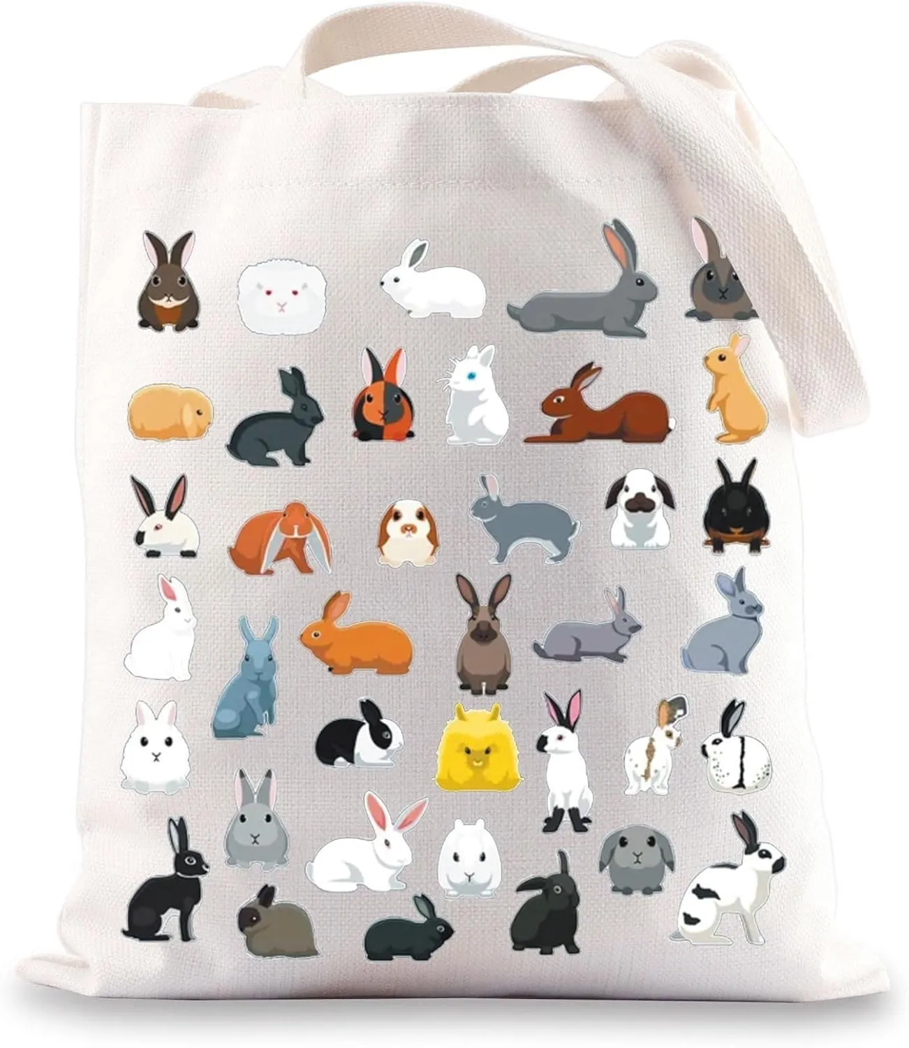 G2TUP Type Of Rabbits Reusable Bag Bunnies Tote Bag Rabbit Lover Bunny Mom Easter Gift