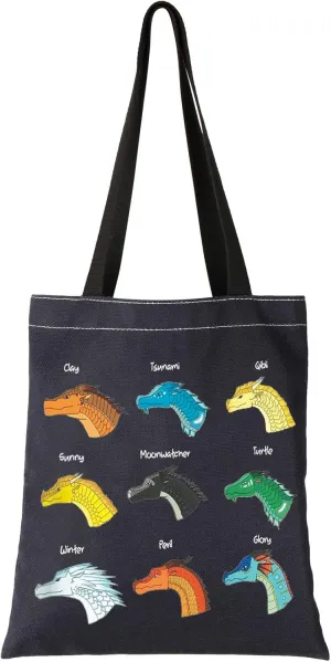 G2TUP Wing Dragon Novel Inspired Tote Bag Dragon Fans Gift Darkstalker Shopping Bag Dragon Tribes Merch