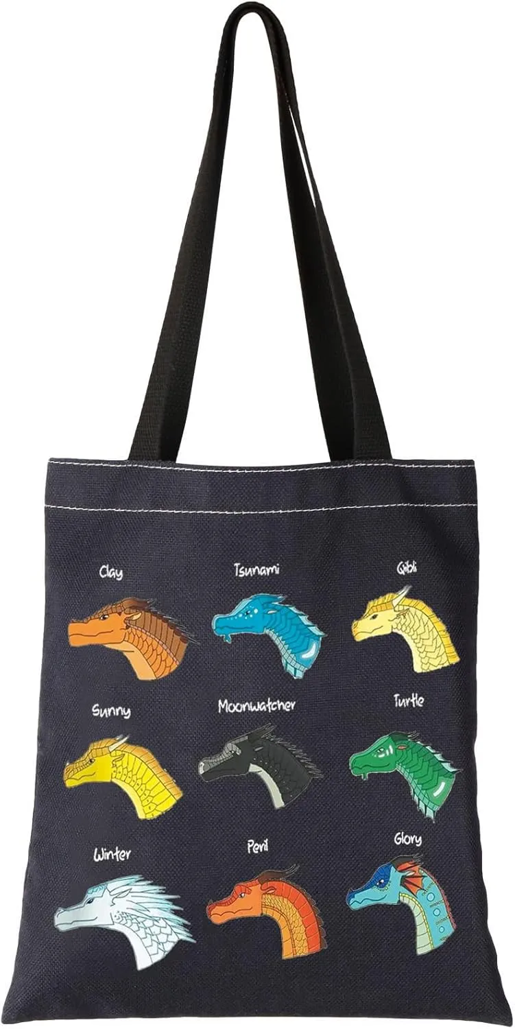 G2TUP Wing Dragon Novel Inspired Tote Bag Dragon Fans Gift Darkstalker Shopping Bag Dragon Tribes Merch