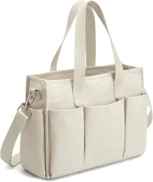 G4Free Canvas Tote Bag for Women with Pockets, Durable Crossbody Work Zipper Bag for Laptop, Bible, Nurse, Teacher, College