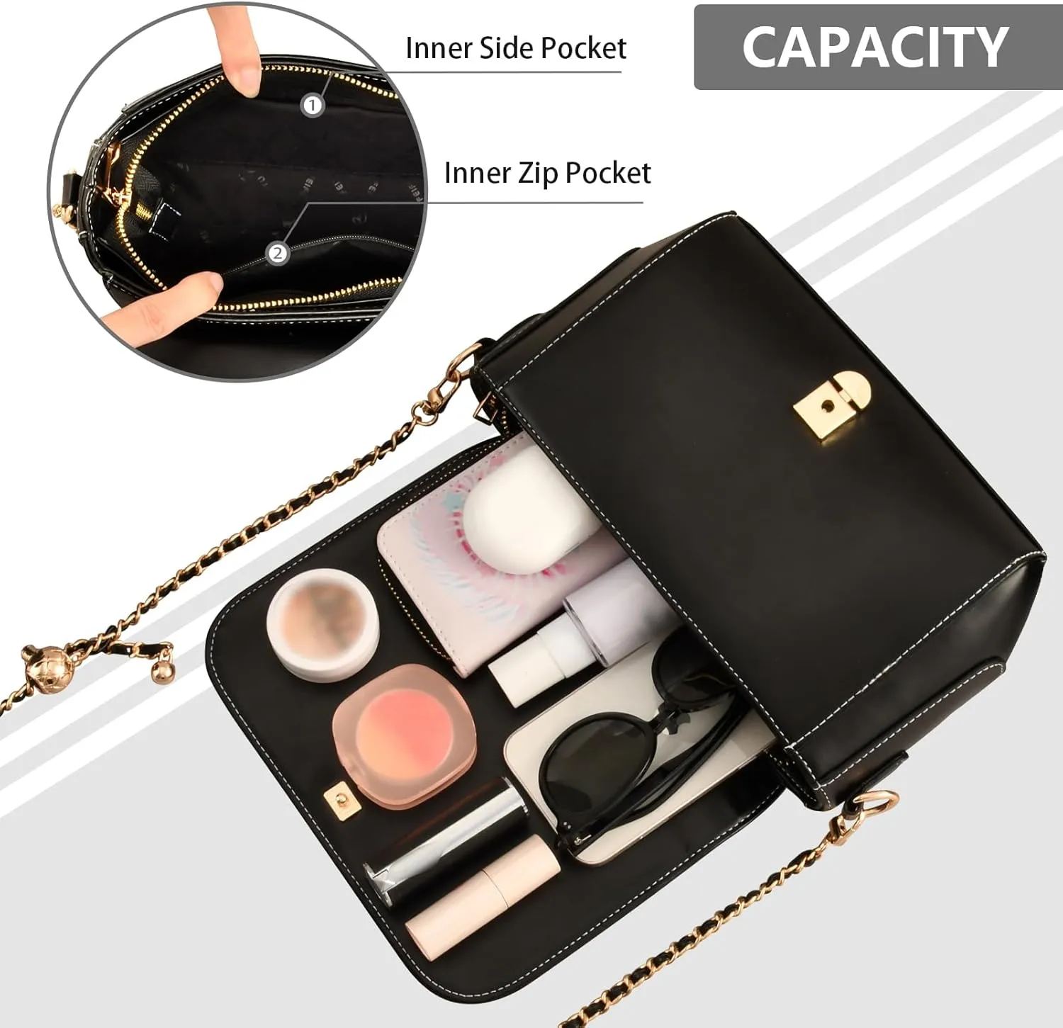 GAIGEO Watercolor Cupcakes Womens Leather Crossbody Bag, Leather Shoulder Bag, Shoulder Bag for Women