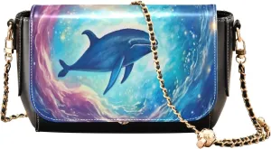 GAIGEO Watercolor Cupcakes Womens Leather Crossbody Bag, Leather Shoulder Bag, Shoulder Bag for Women