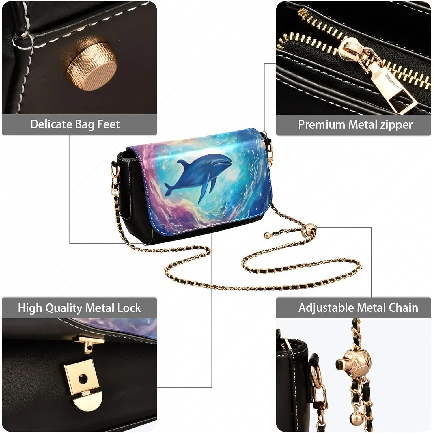 GAIGEO Watercolor Cupcakes Womens Leather Crossbody Bag, Leather Shoulder Bag, Shoulder Bag for Women