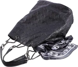 GALPADA Vintage Shoulder Bag Studded Chain Handbag Silk Scarf Pouch for Daily Use