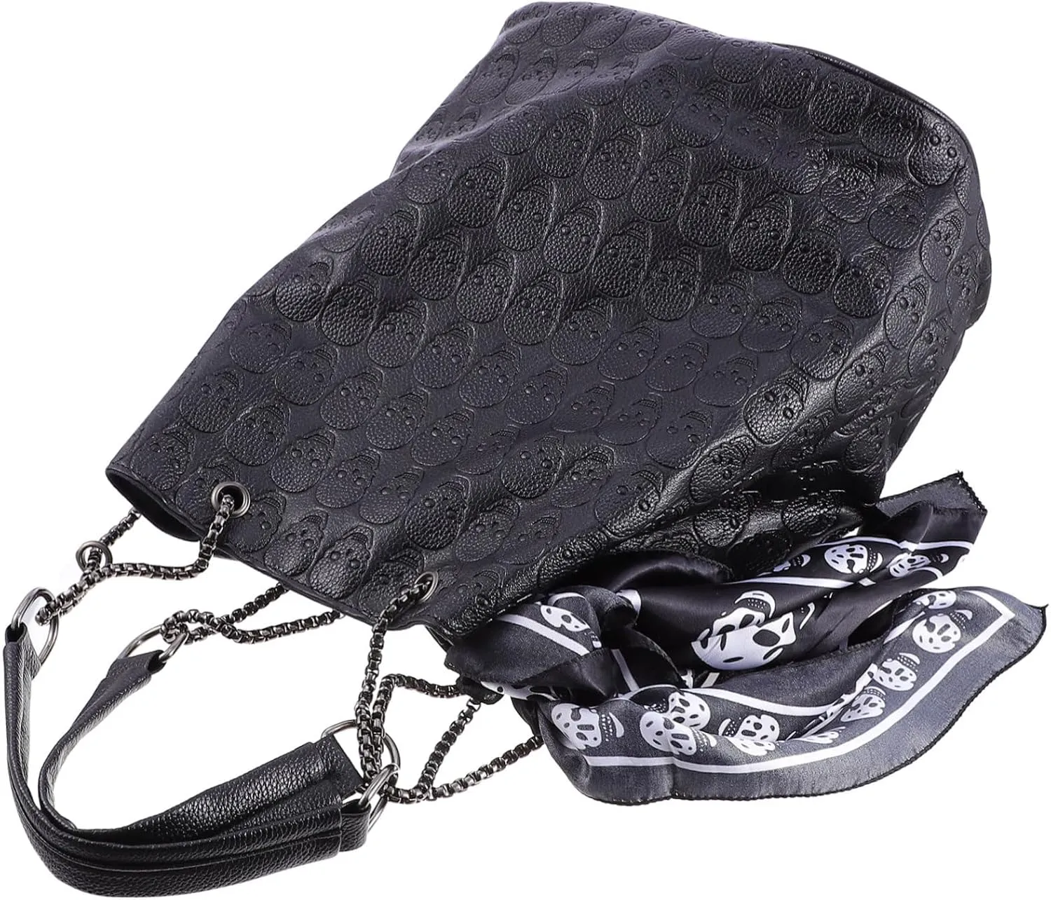 GALPADA Vintage Shoulder Bag Studded Chain Handbag Silk Scarf Pouch for Daily Use