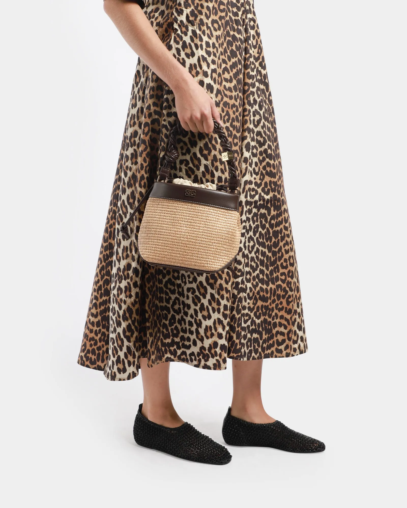 Ganni Bou Raffia Bucket Bag