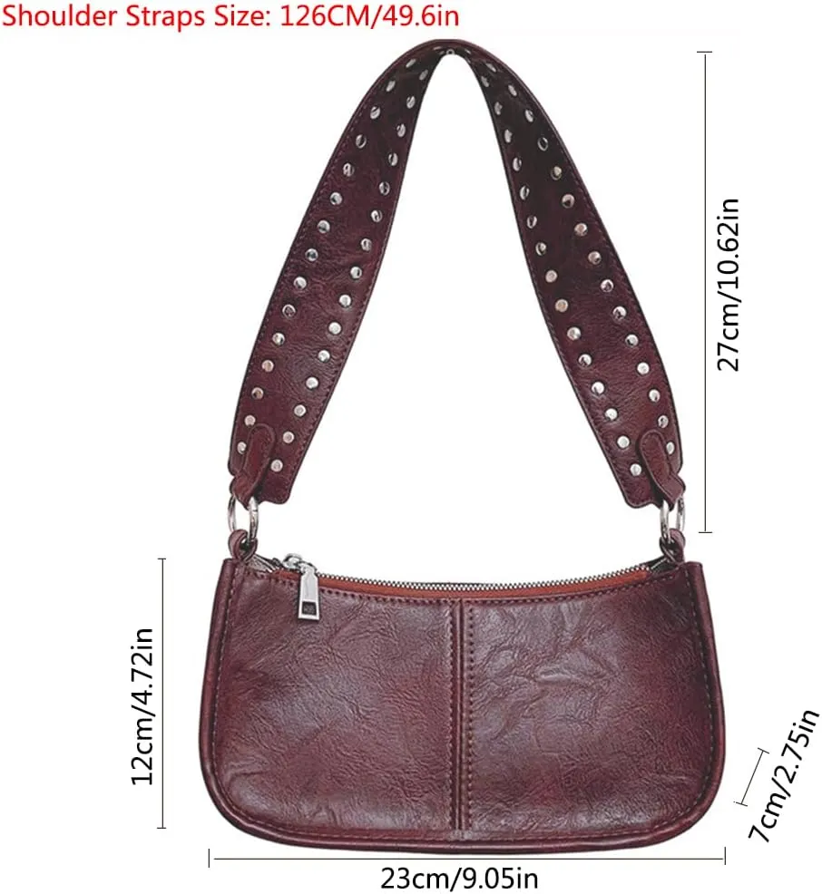 Geelyda Shoulder Purses for Women with 2 Straps, Trendy Studded Small Purse, Women's Handbags Crossbody Shoulder Bag