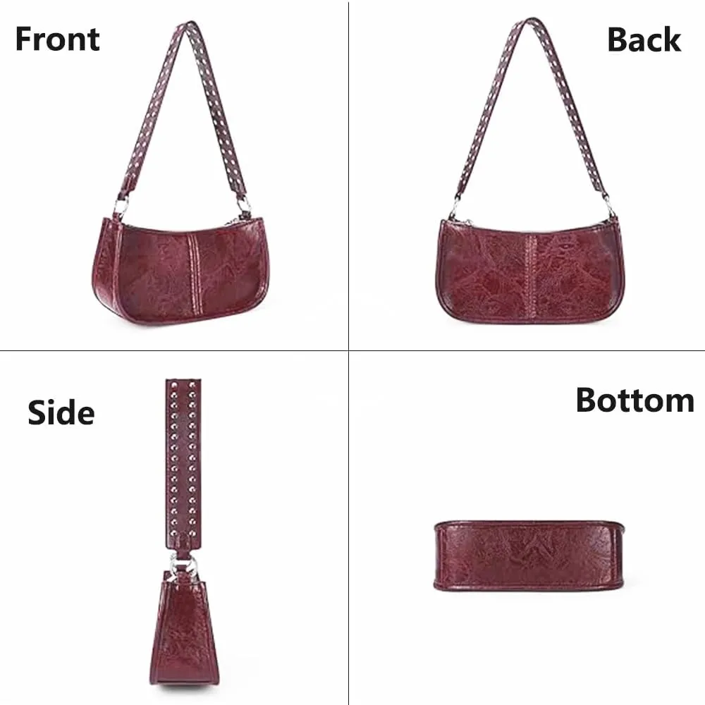 Geelyda Shoulder Purses for Women with 2 Straps, Trendy Studded Small Purse, Women's Handbags Crossbody Shoulder Bag