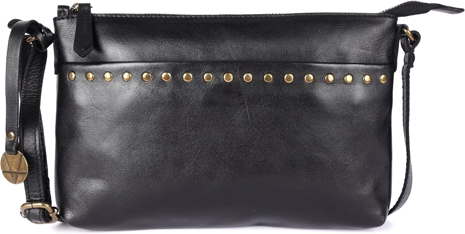 Genuine Italian Leather Boho Studded Crossbody Shoulder Bag - Stylish, Durable, & Perfect for Everyday Use for women