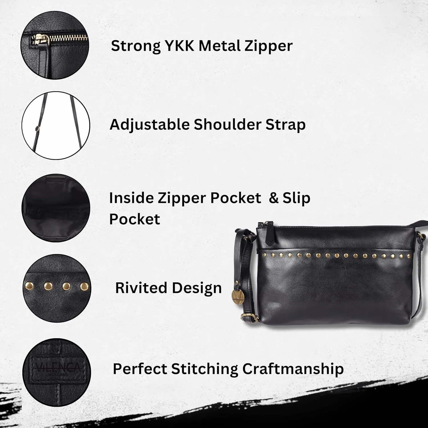 Genuine Italian Leather Boho Studded Crossbody Shoulder Bag - Stylish, Durable, & Perfect for Everyday Use for women
